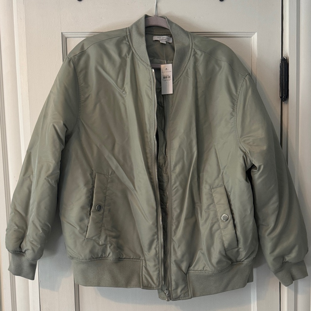 Ann Taylor Sage Green Bomber Jacket
